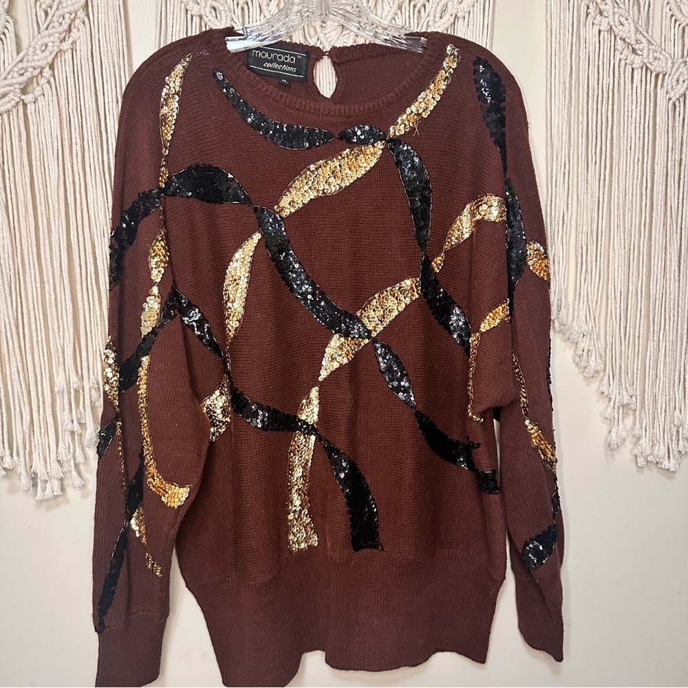 Vintage Maurada Brown Sequin Sweater